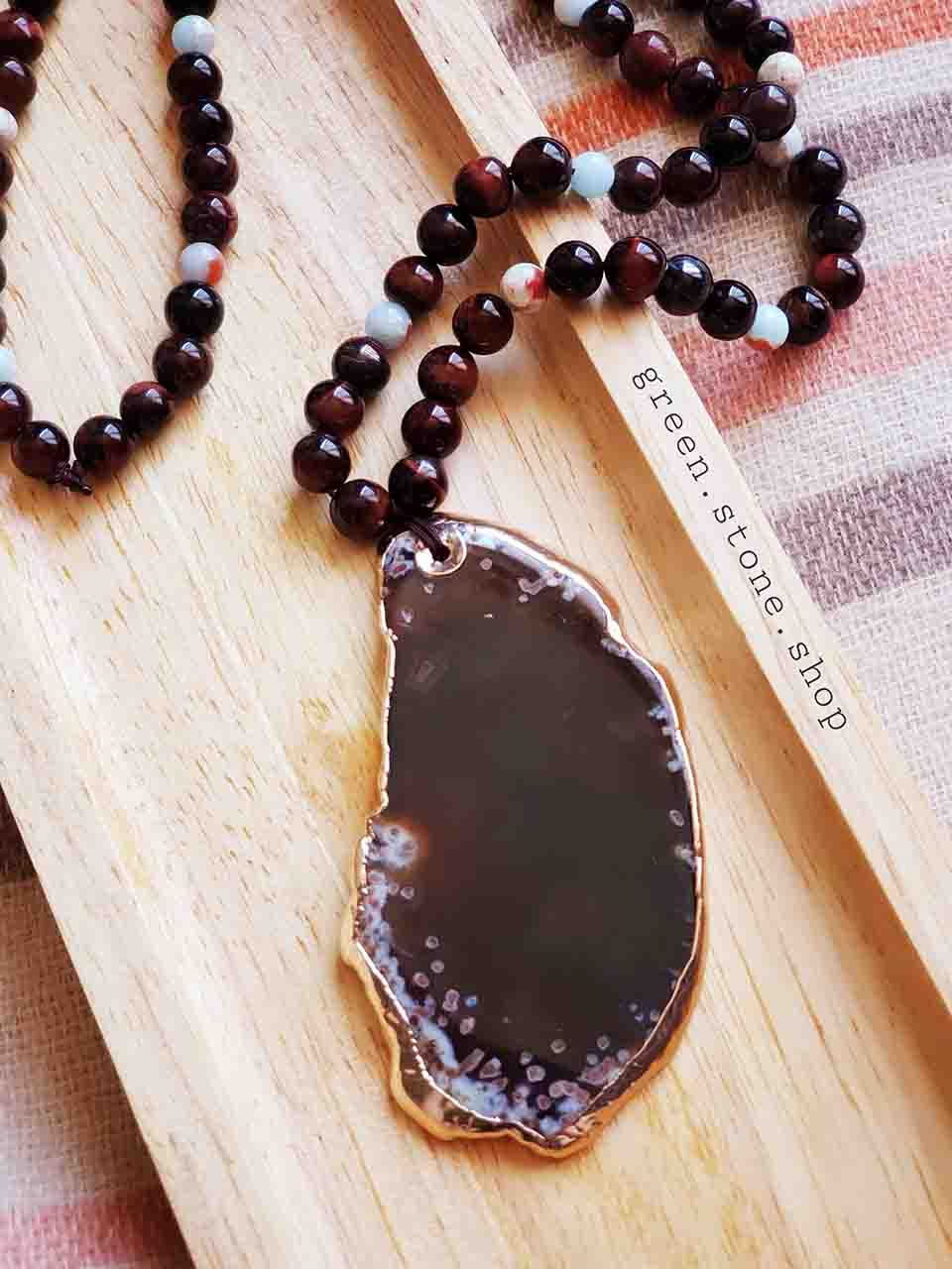 گردنبند سنگ عقیق طبیعی  34